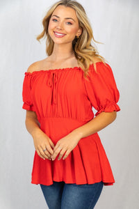 Red on/off the shoulder shirt