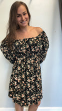 Load image into Gallery viewer, Square neck on or off the shoulder floral dress