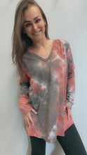 Load image into Gallery viewer, Tie dye v neck with v neck slits