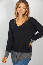 Load image into Gallery viewer, V neck faux layered shirt