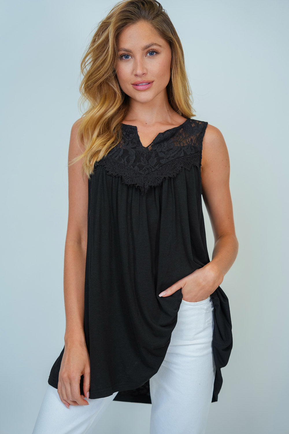 Lace detail tank top