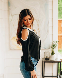 Simply fierce cold shoulder top