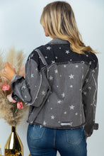 Load image into Gallery viewer, Star print mixed denim jacket black