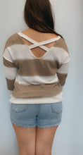 Load image into Gallery viewer, Mocha and white criss cross back sweater