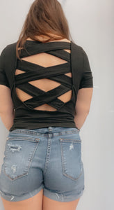 Cropped strappy back top