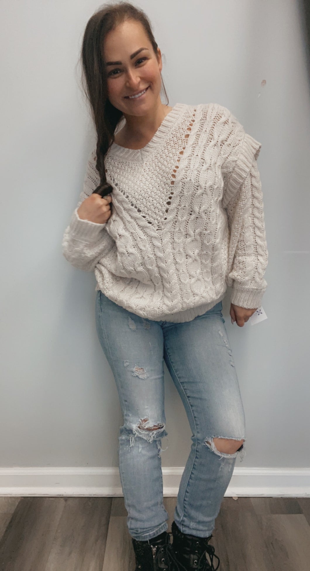 Ivory loose knit sweater