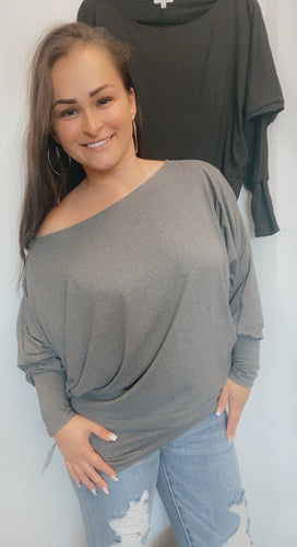 Long sleeved butter knit top with back scrunch