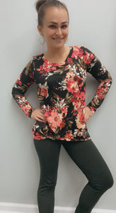 Floral knotted front shirt