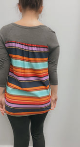 3/4 Sleeve multi color striped shirt