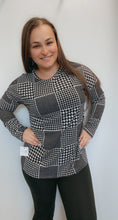 Load image into Gallery viewer, Glen plaid hacci knit twisted peek a boo back long sleeve