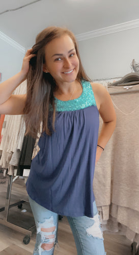 Sequin accented tank top
