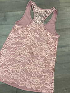 Floral lace back tank top