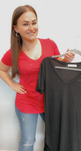 Solid v neck tee