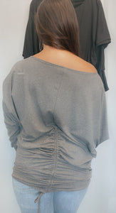 Long sleeved butter knit top with back scrunch